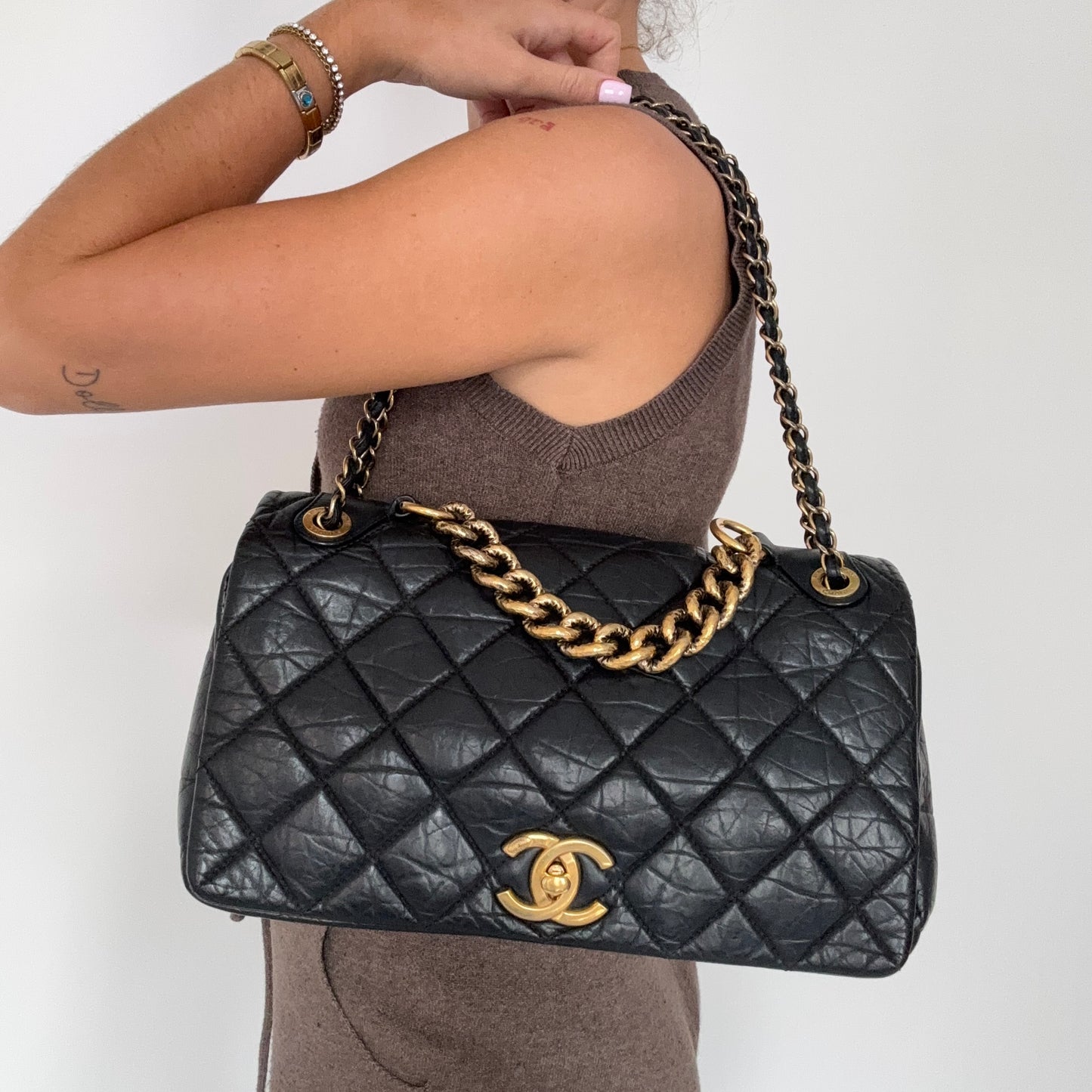 Chanel Pondichery Flap Bag Black Calfskin GHW 2012