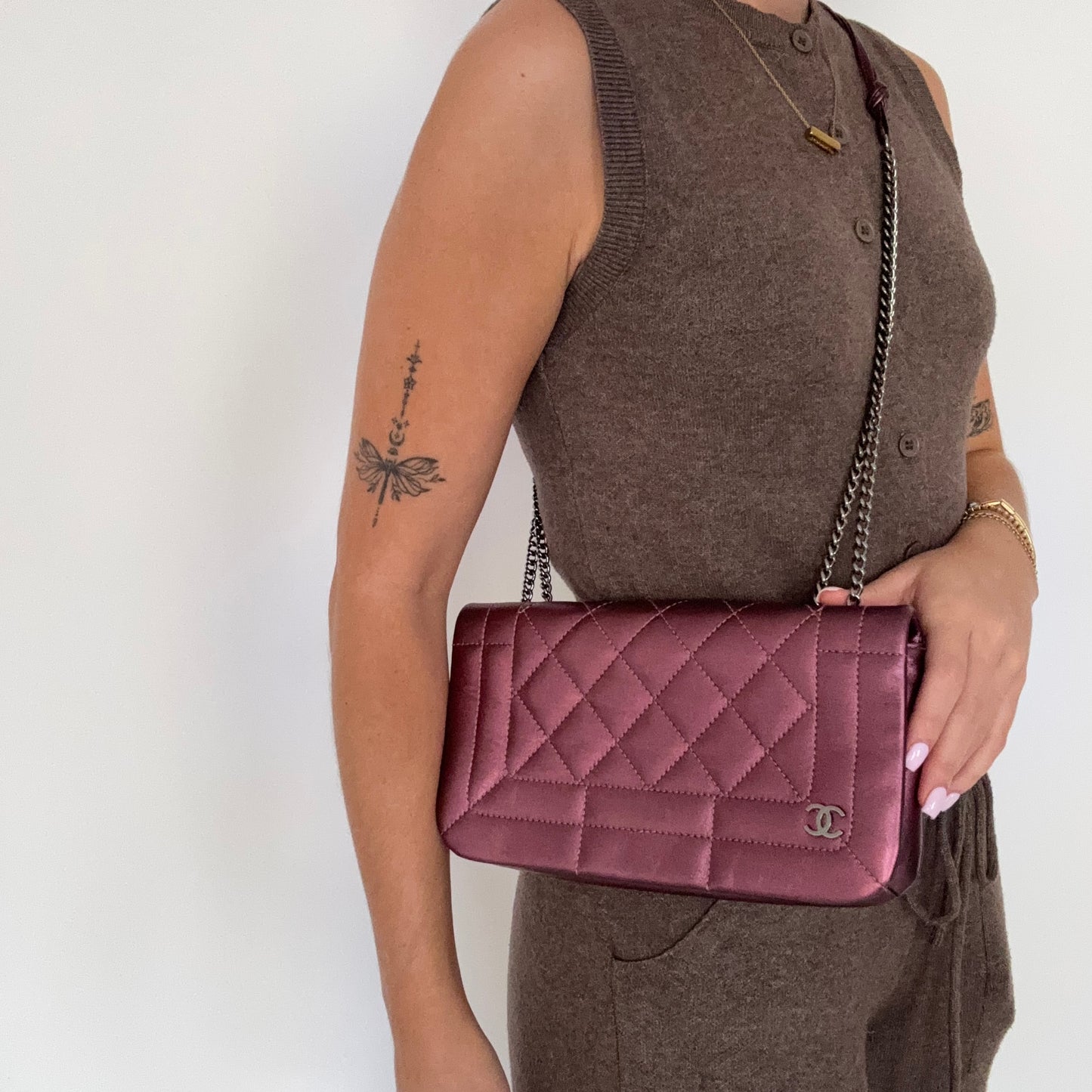 Chanel CC Quilted Pink Iridescent Calfskin Full Single Flap