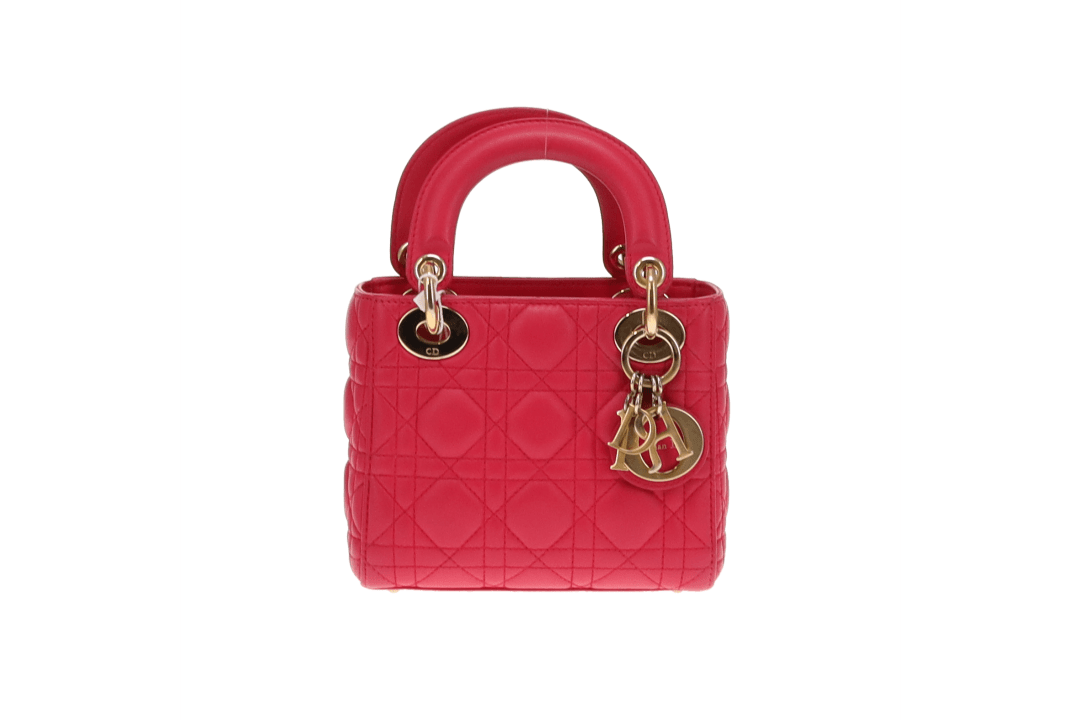 Dior Lady Dior Pink Lambskin Cannage Mini Bag 2014