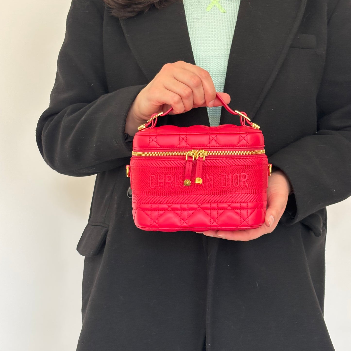 Dior Red Cannage Leather DiorTravel Vanity with Strap 2021