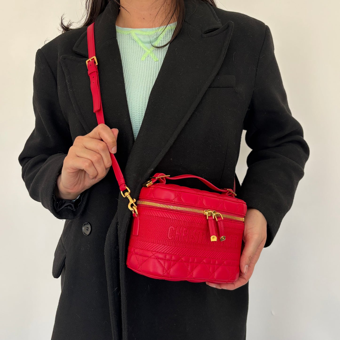 Dior Red Cannage Leather DiorTravel Vanity with Strap 2021