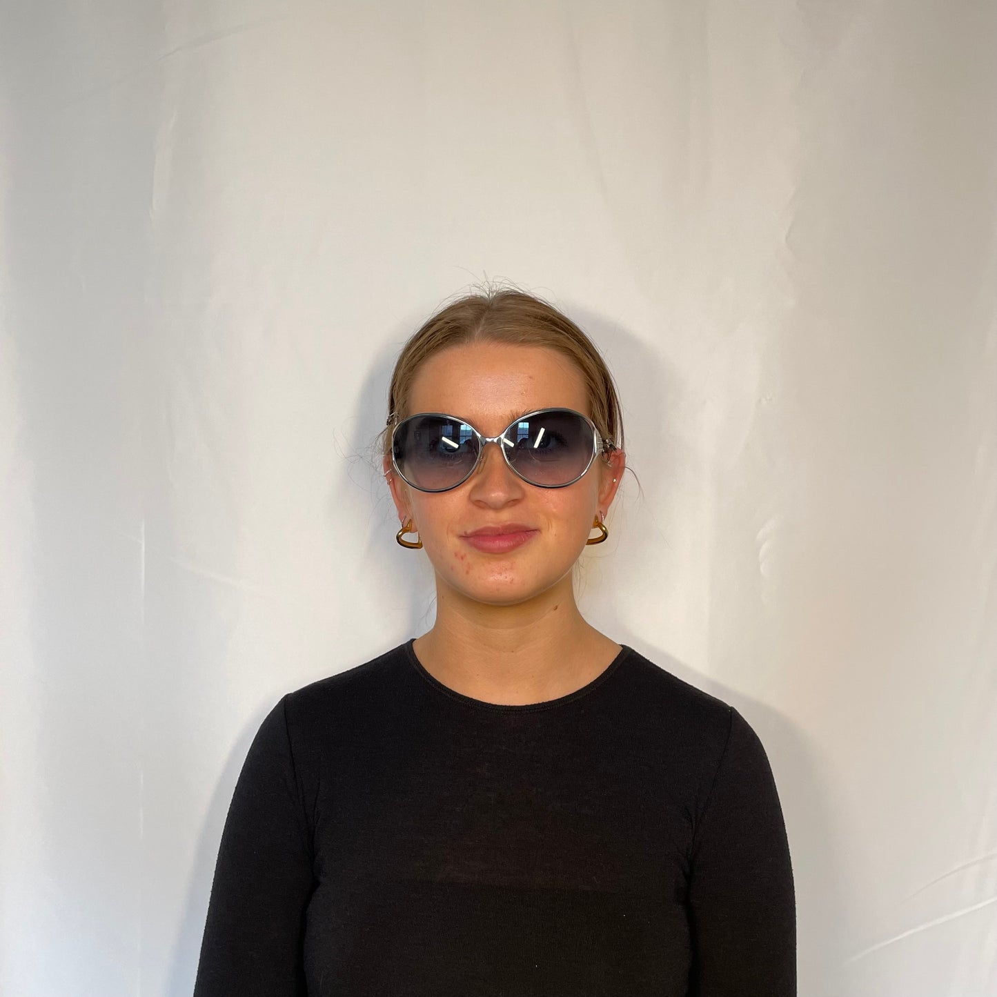 Escada Metal Frame Oval Sunglasses With Diamante