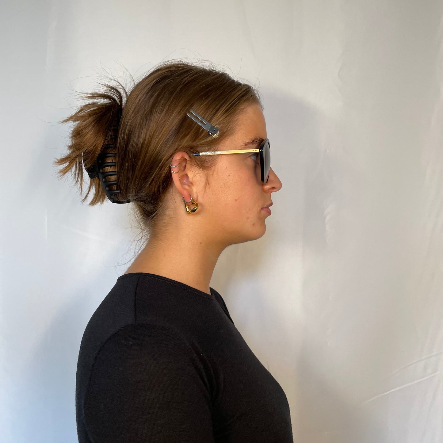 Miu Miu Hexagoinal Black & Gold Metal Frame Sunglasses SMU11N