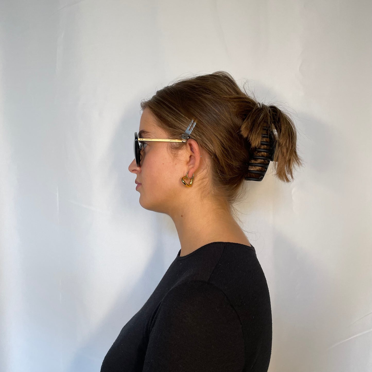 Miu Miu Hexagoinal Black & Gold Metal Frame Sunglasses SMU11N