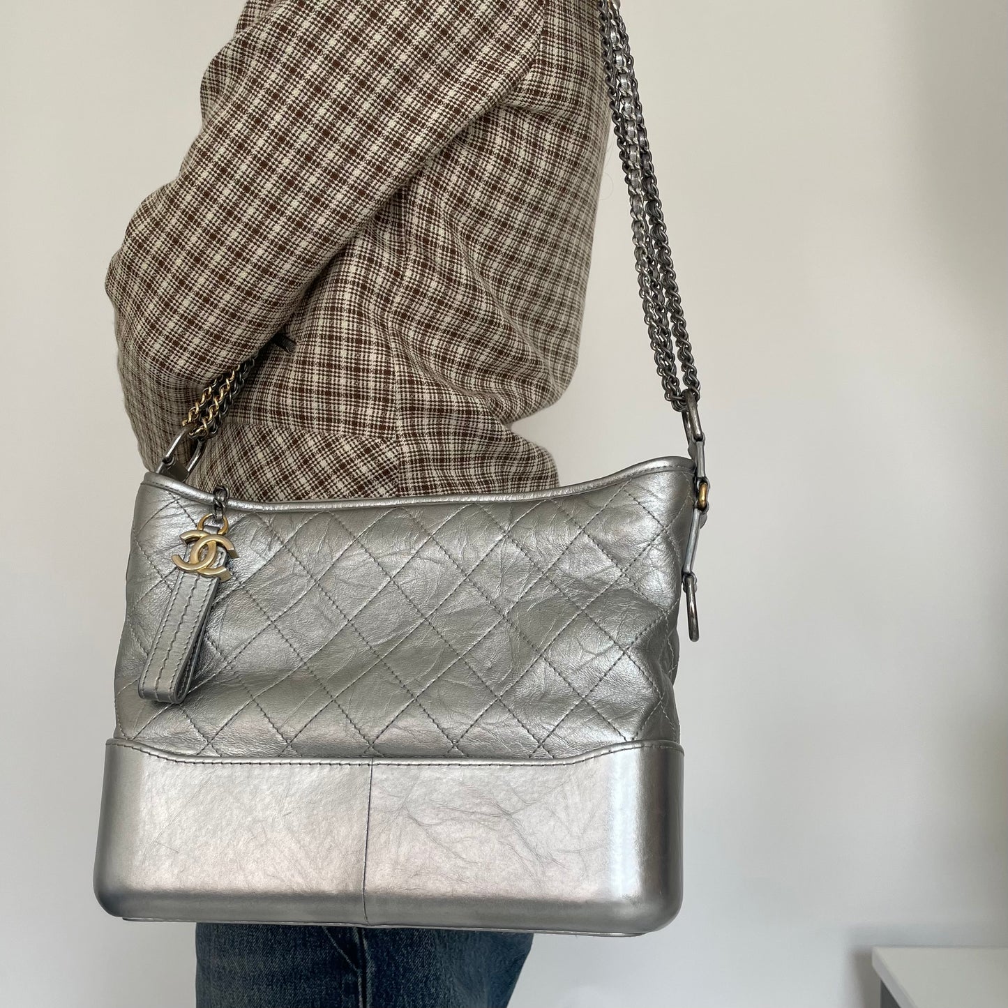 Chanel Gabrielle Medium Silver Leather 2016/17