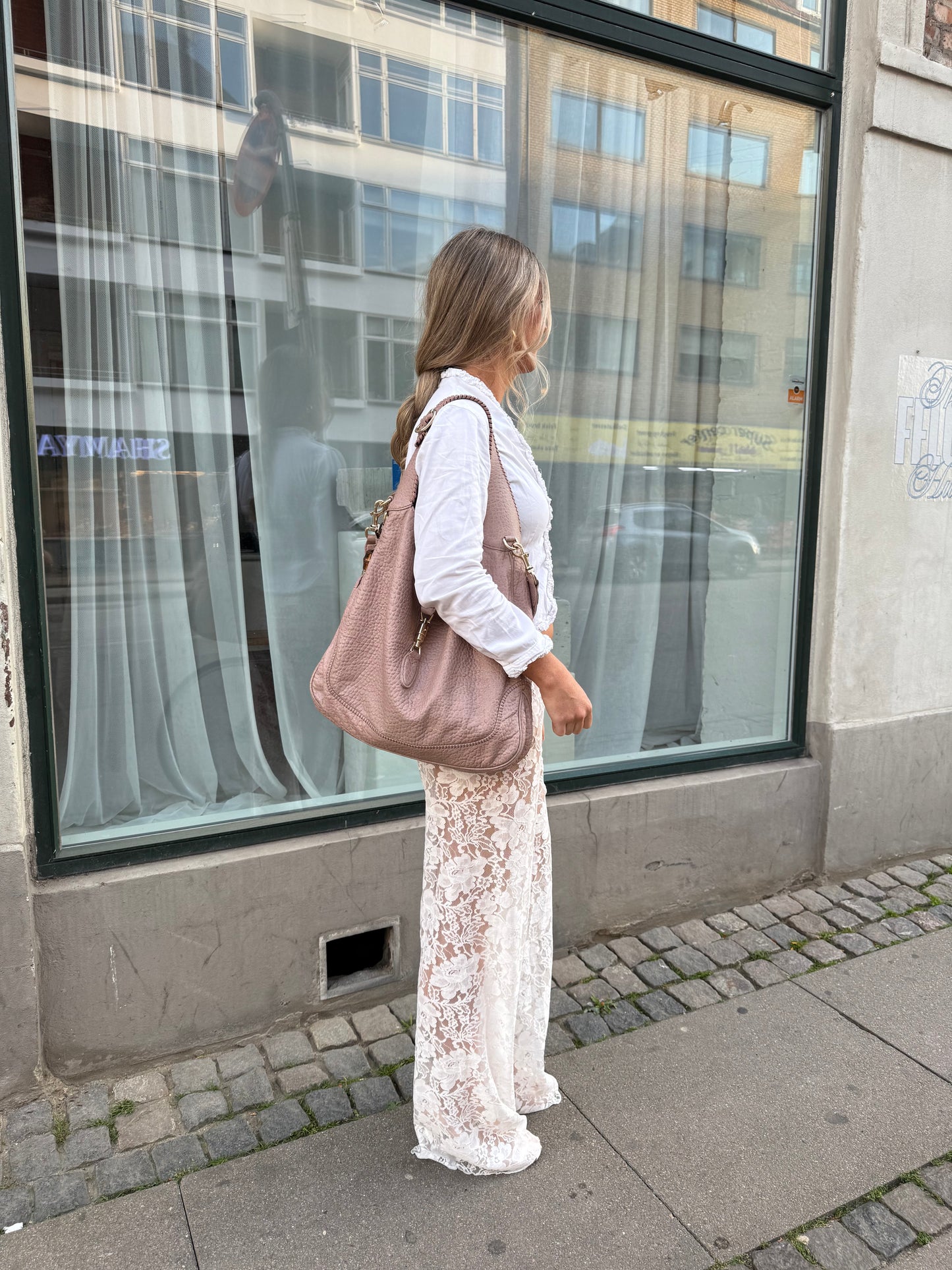 Gucci Pale Pink Textured Leather Large Jackie Vintage Indy Hobo