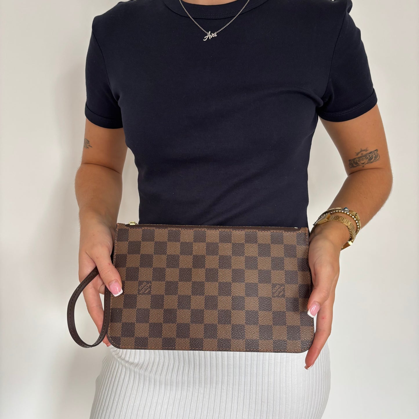 Louis Vuitton Neverfull Pochette Damier Ebene Ar3135 - 2015