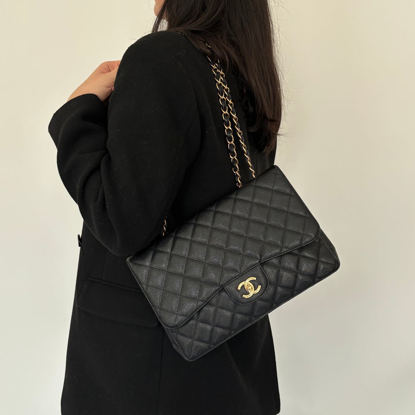 Chanel Classic Jumbo Single Flap Black Caviar GHW 2011