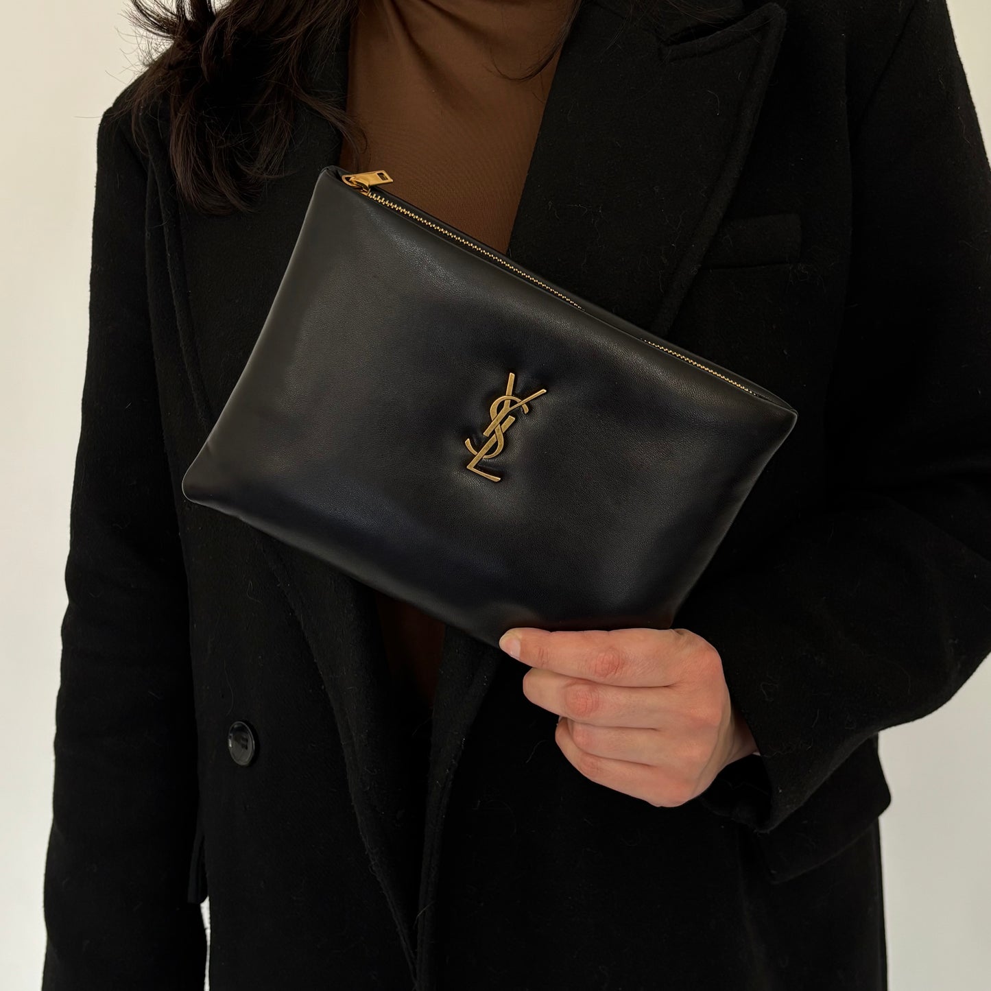 Saint Laurent Calypso Black Lambskin Small Pouch 2023