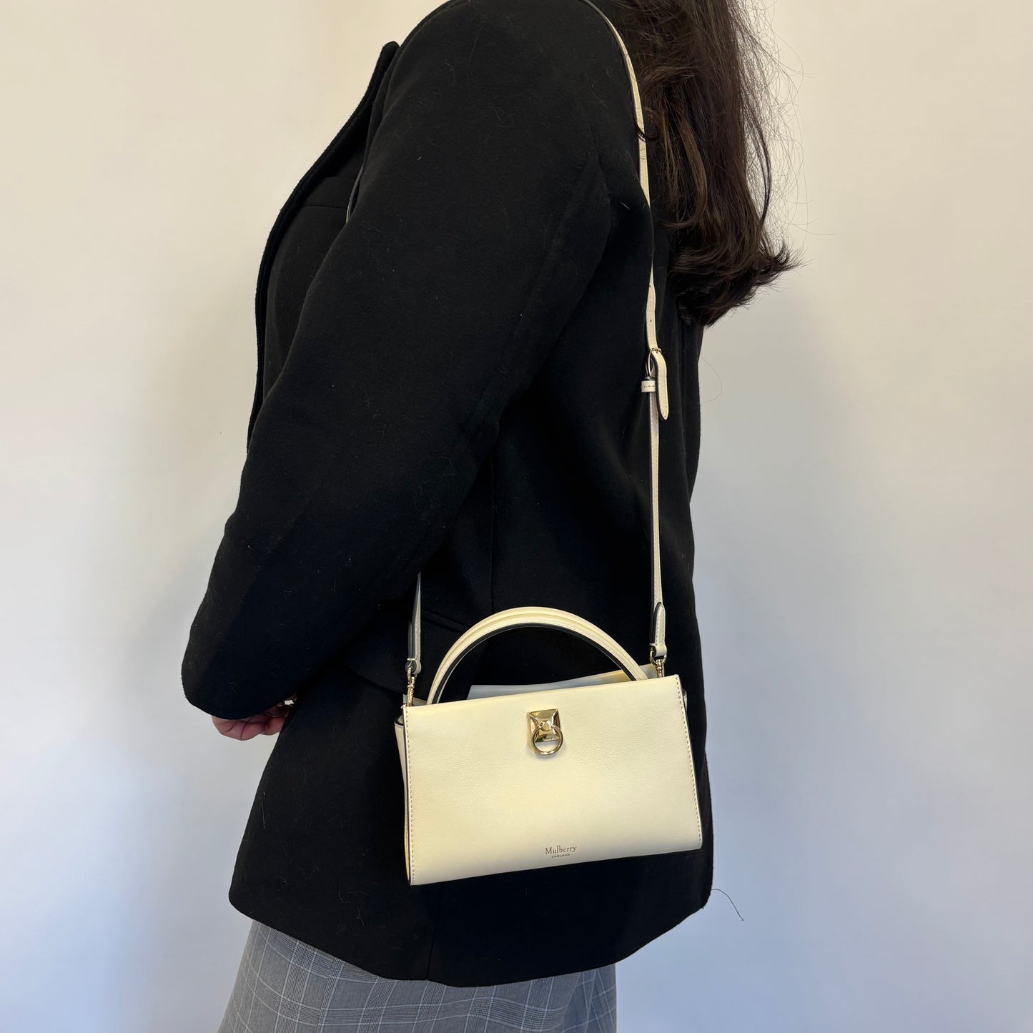 Mulberry Mini Iris Eggshell Micro Classic Grain Leather