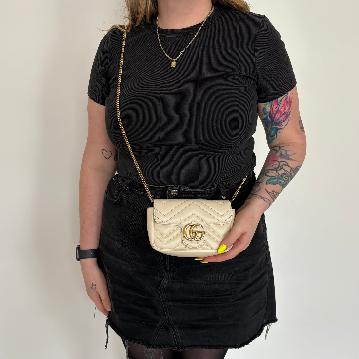 Gucci Cream GHW Super Mini Marmont Bag