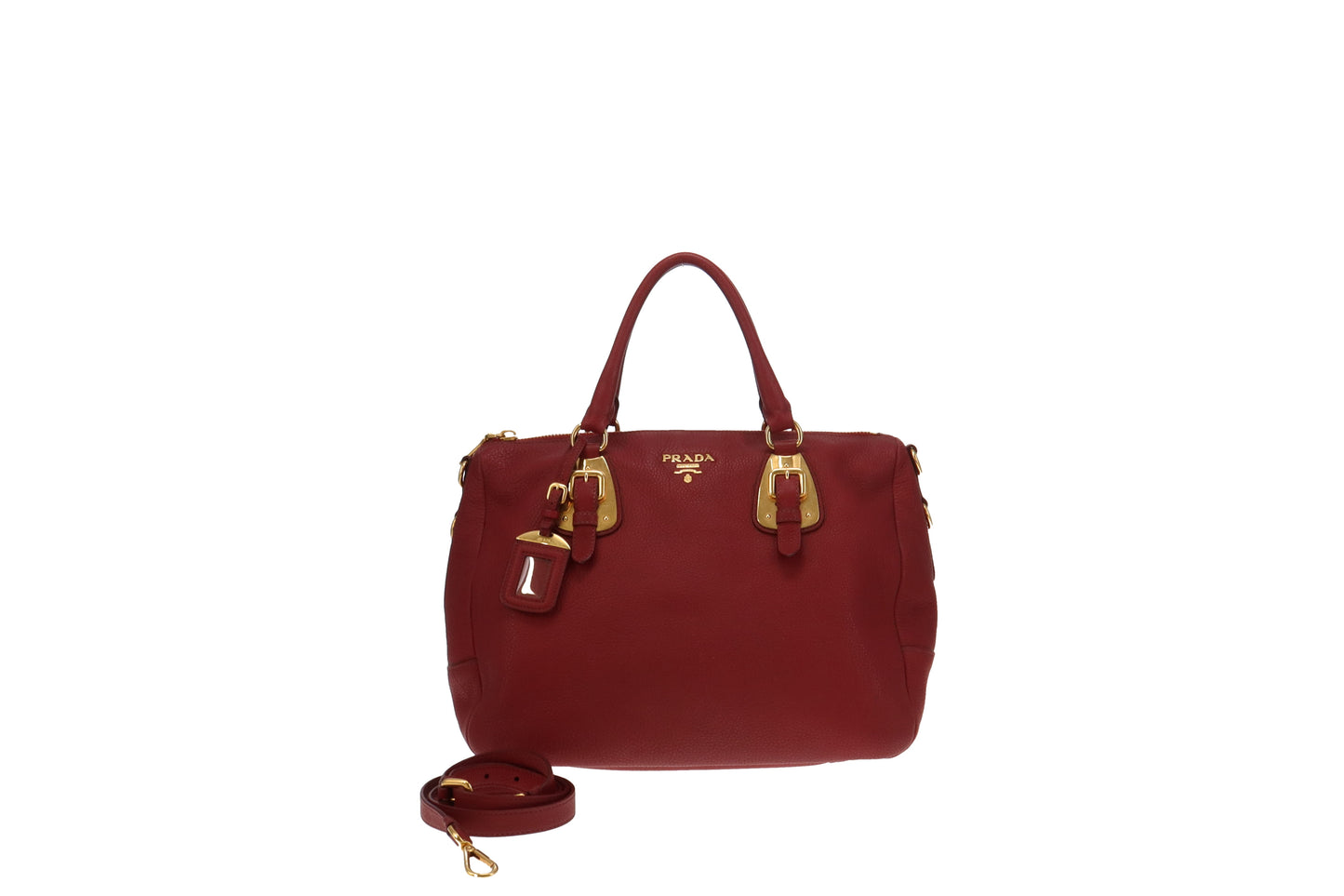 Prada Vitello Daino Satchel Red