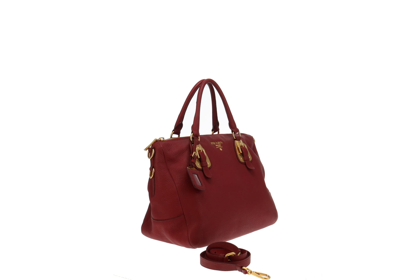 Prada Vitello Daino Satchel Red