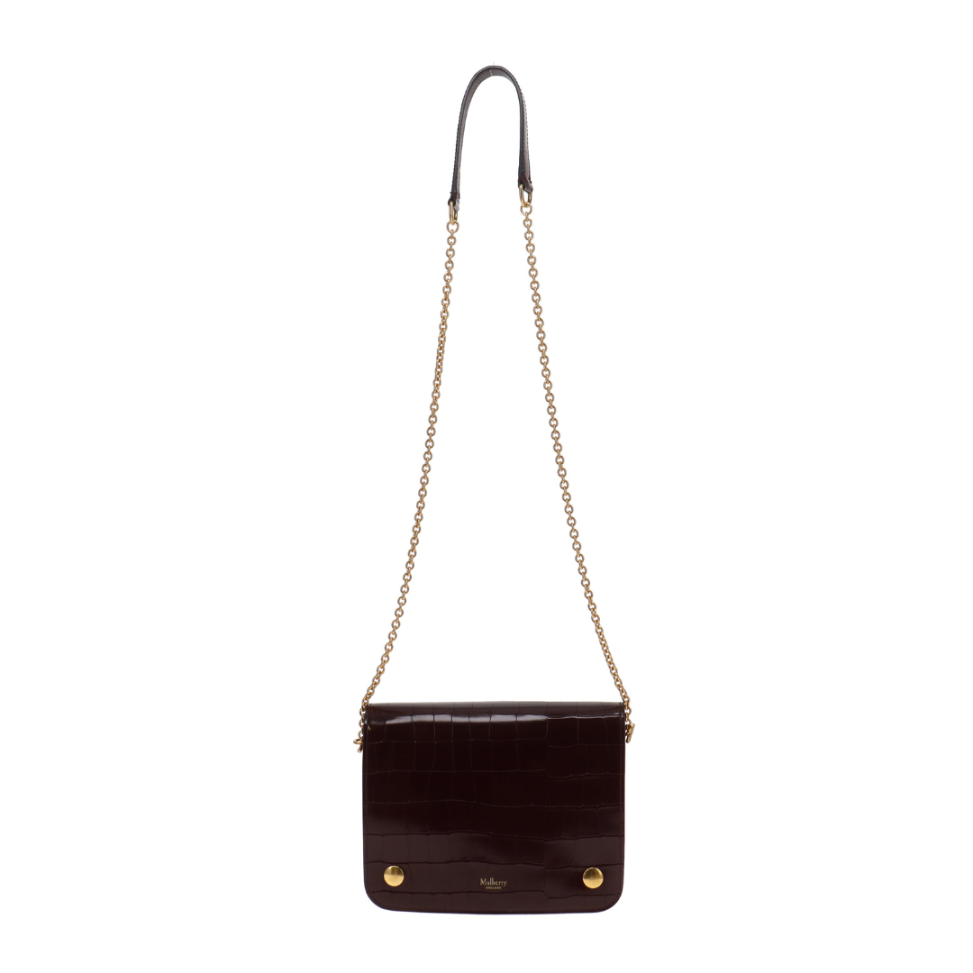Mulberry Oxblood Polished Embossed Croc Clifton