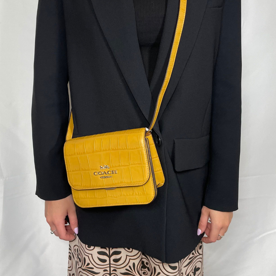 Coach Mini Brynn Flax Embossed Leather