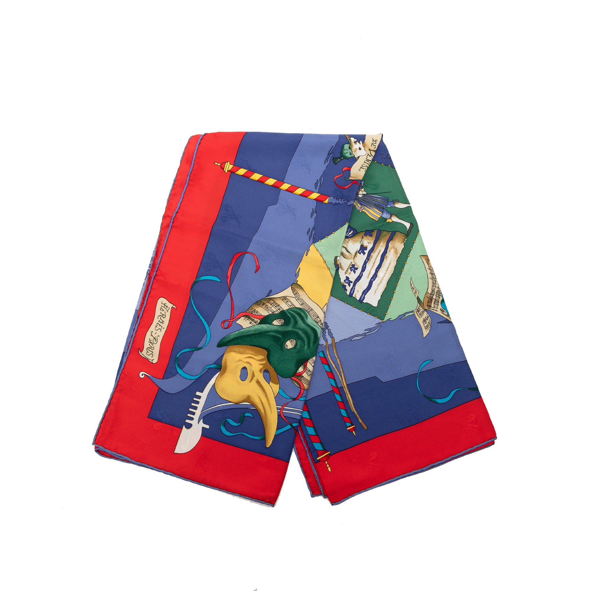 Hermès Le Carnaval de Venise 100% Silk Scarf 90x90cm Blue