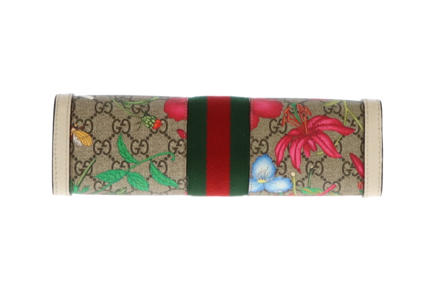 Gucci GG Supreme Flora and White Leather Ophidia Chain Bag