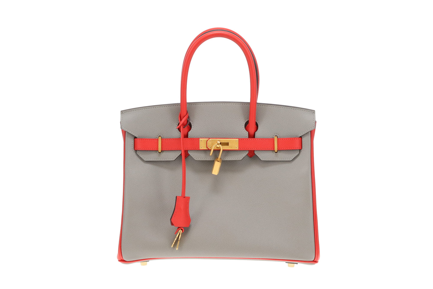 Hermes Birkin 30 SO Gris Tourterelle/Rouge Tomate Epsom with Brushed GHW 2016