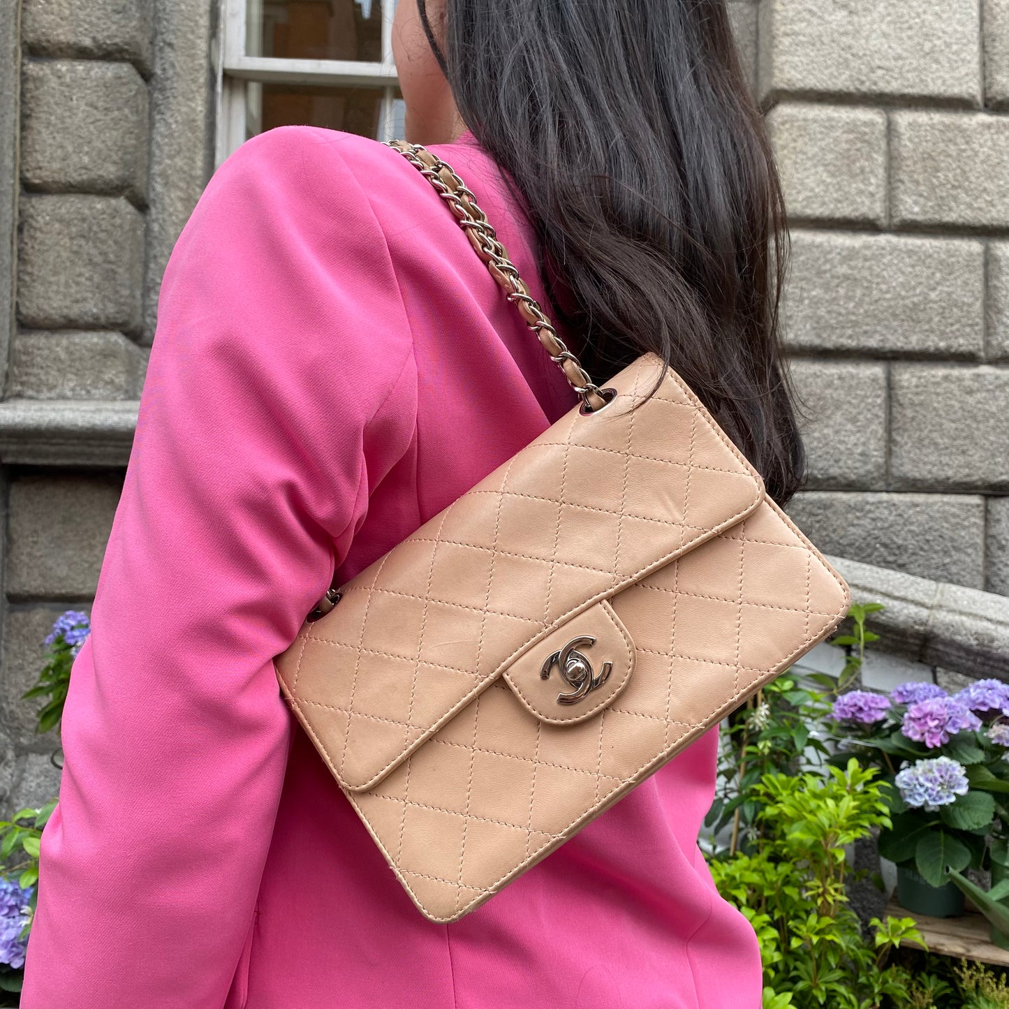 Chanel Beige Leather Vintage Seasonal Single Flap Bag 1997/99