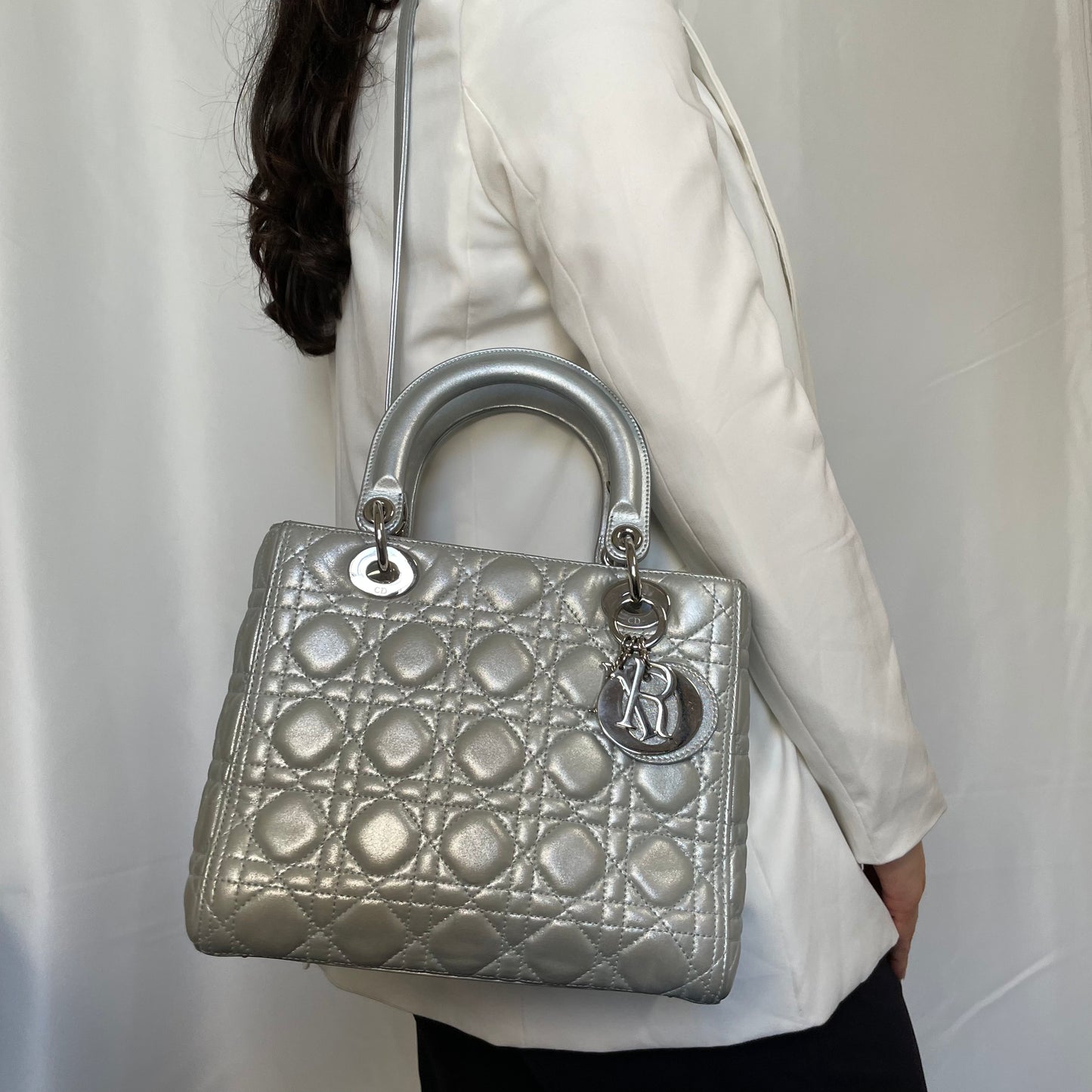 Dior Lady Dior Pearlescent Mint Medium With Strap 2015