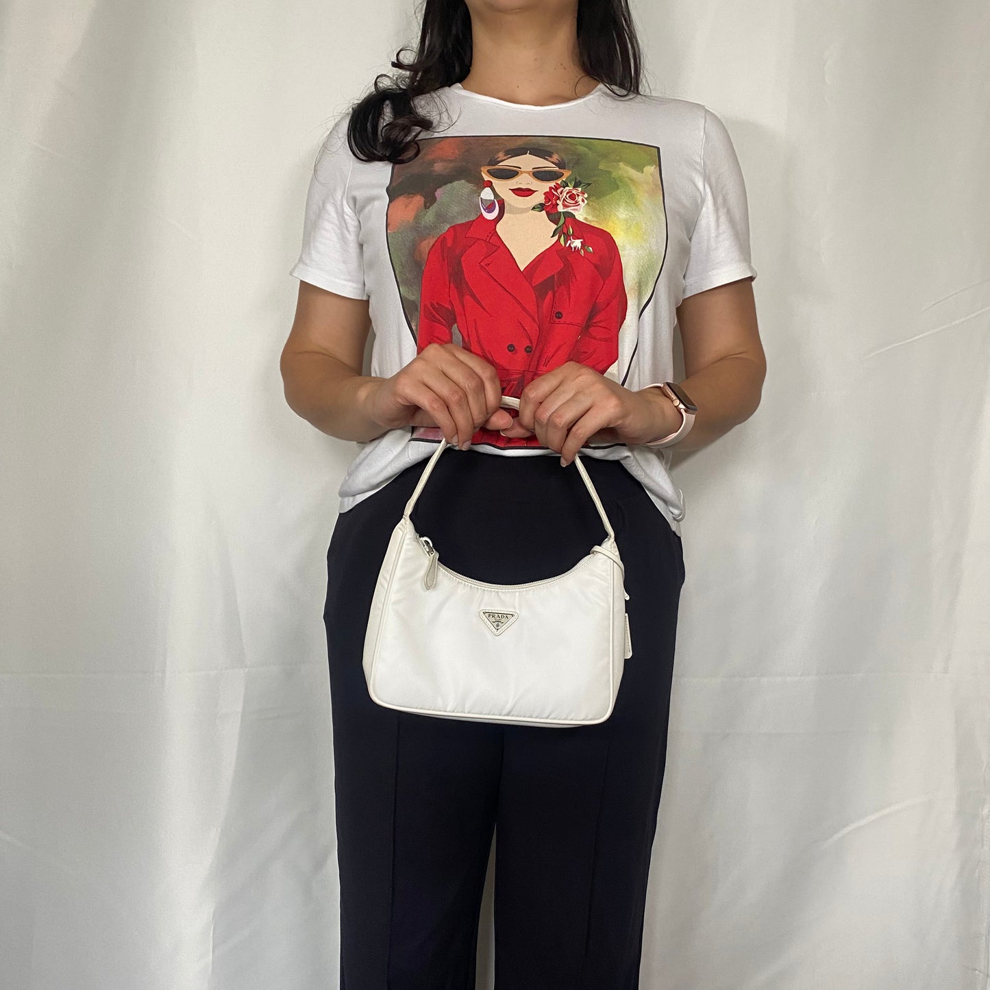 Prada Re-Edition 2000 White Nylon Small Shoulder Bag