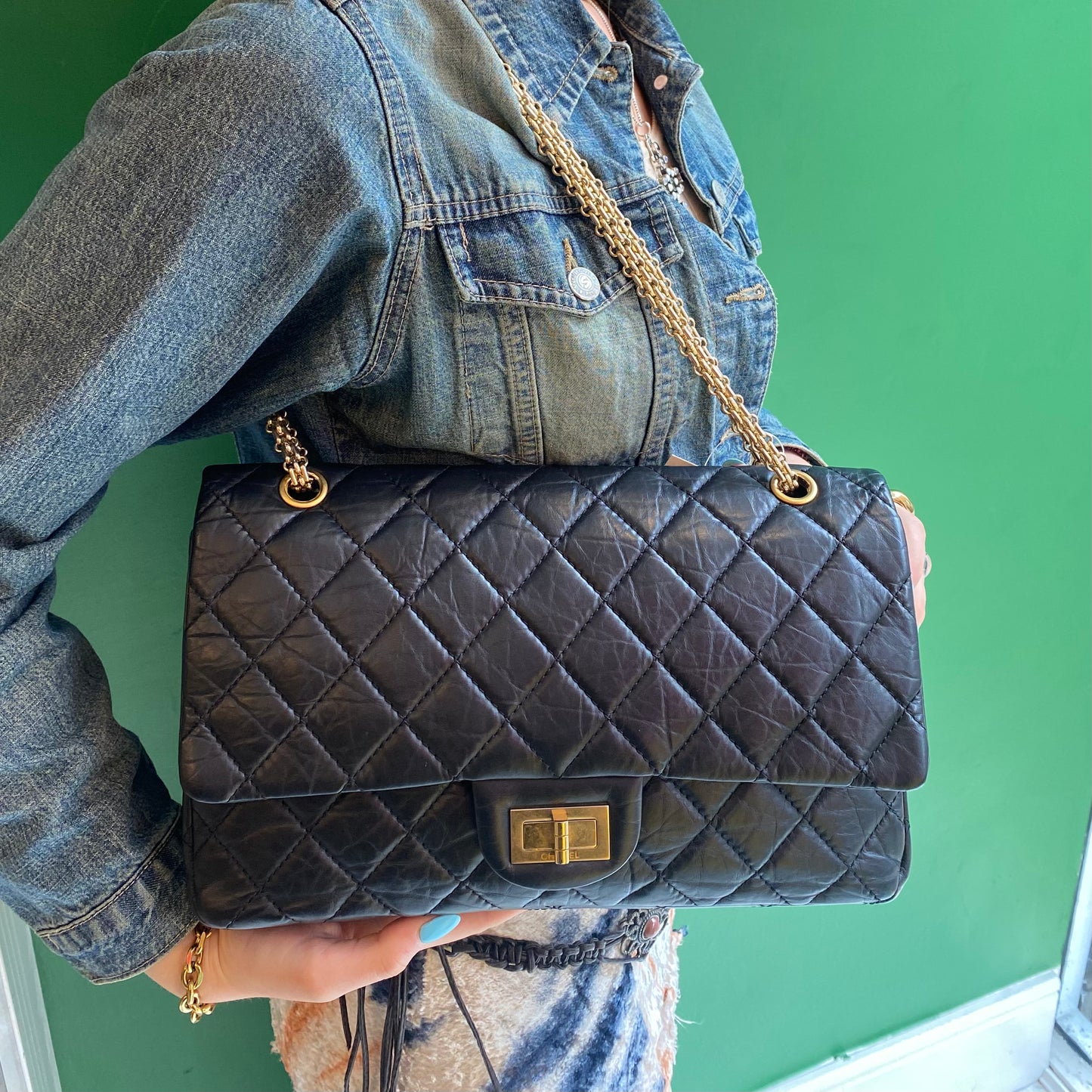 Chanel Black Calfskin Reissue 2.55 227 2012