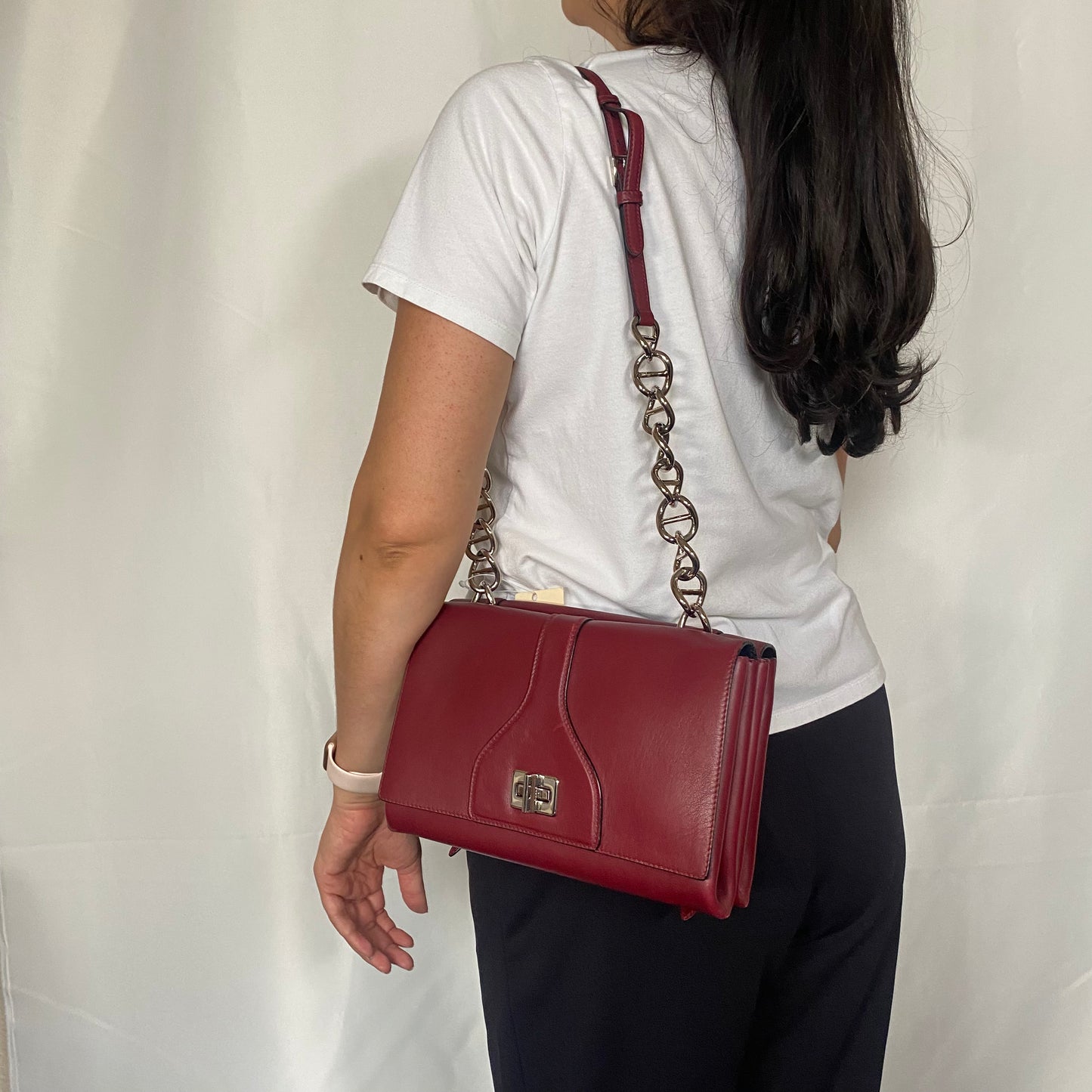 Prada Cerise Vitello Soft Leather Chain Flap Bag