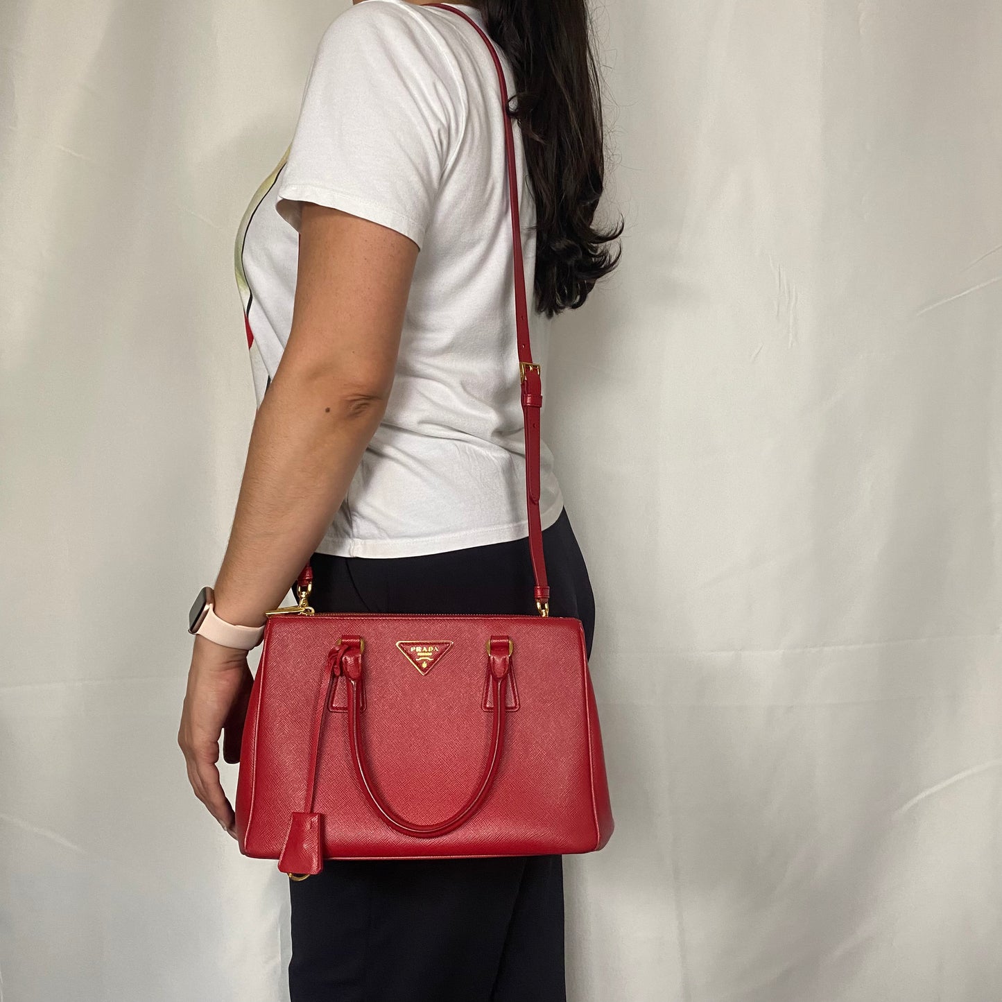 Prada Saffiano Small Red Galleria Satchel