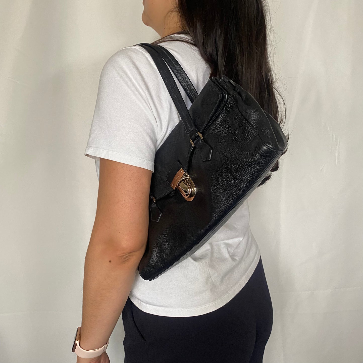 Prada Black Calf Leather Easy Bag With Silver Hardware