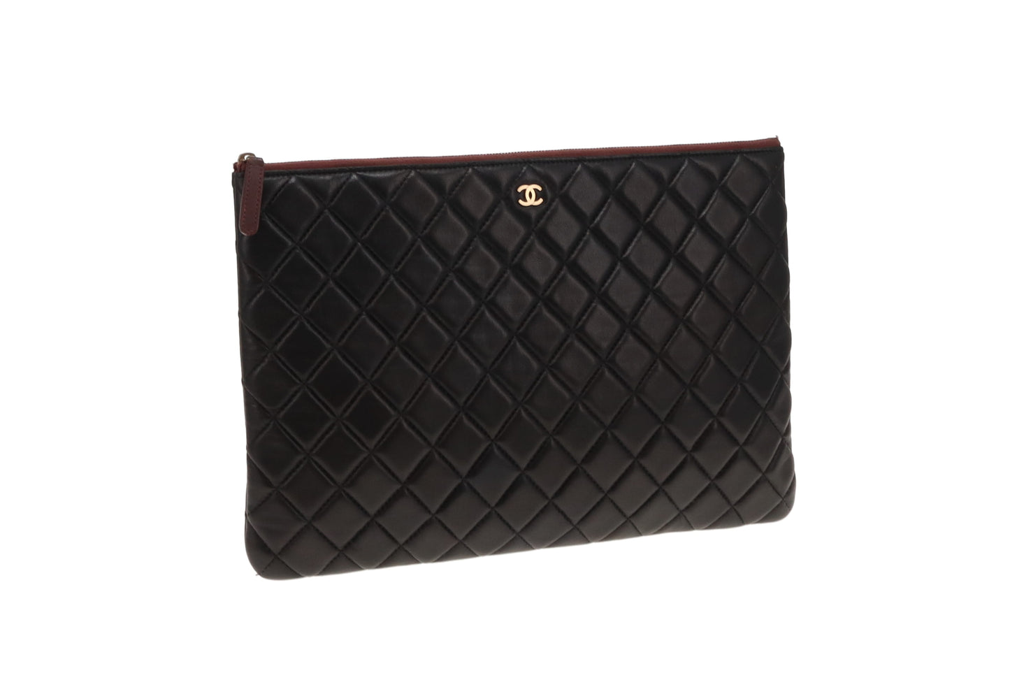 Chanel Classic Zip Pouch Large Black Lambskin 2014/15