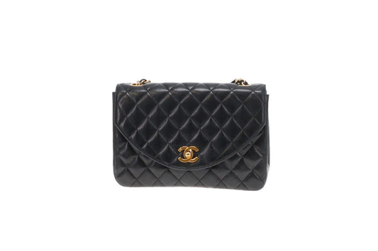 Chanel Half Moon Flap Bag Black Lambskin GHW 1989/91