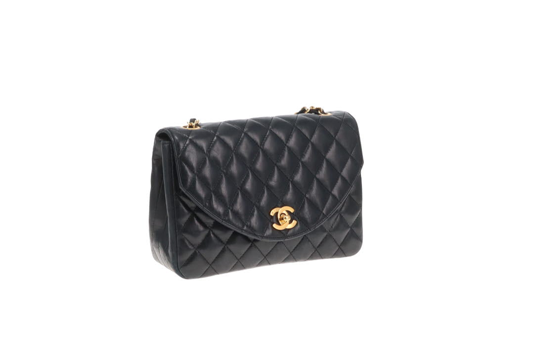 Chanel Half Moon Flap Bag Black Lambskin GHW 1989/91