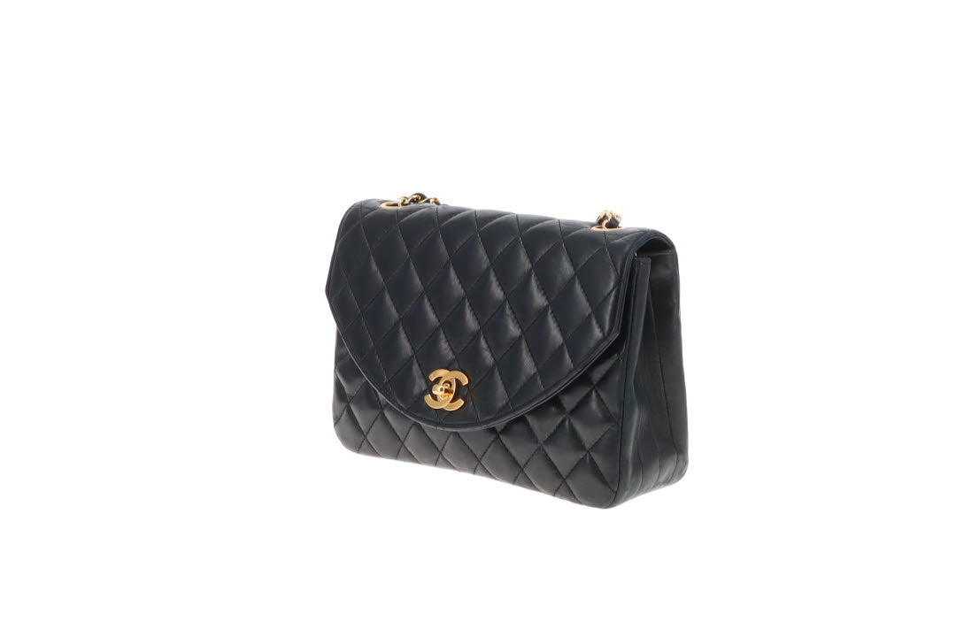 Chanel Half Moon Flap Bag Black Lambskin GHW 1989/91