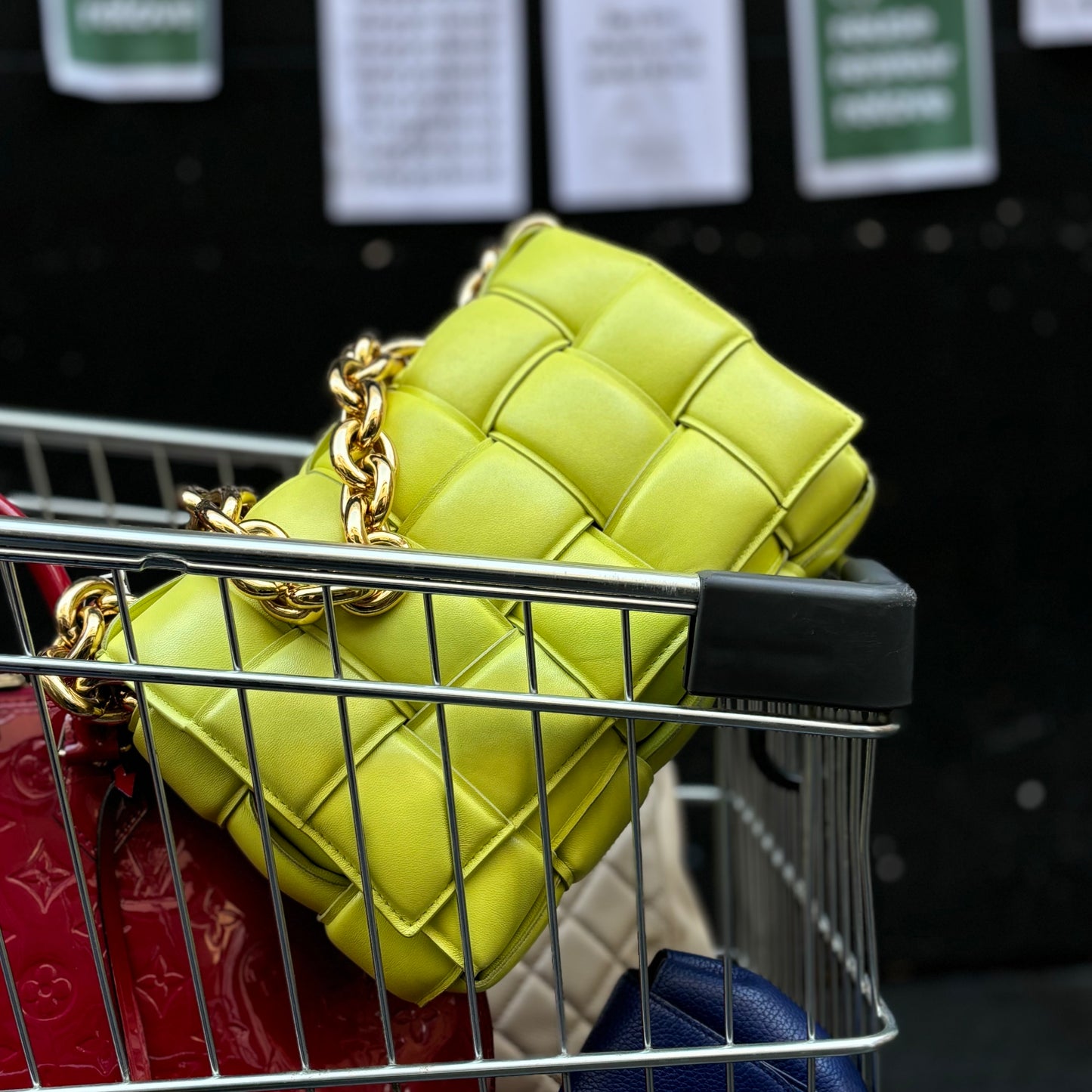 Bottega Veneta Lime Lambskin Padded Chain Cassette RRP €4200