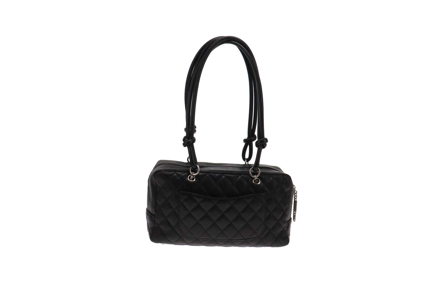 Chanel Cambon Ligne 2006 Quilted White CC On Black Bowling Bag