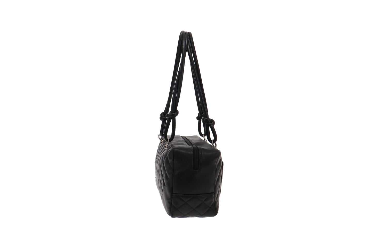Chanel Cambon Ligne 2006 Quilted White CC On Black Bowling Bag