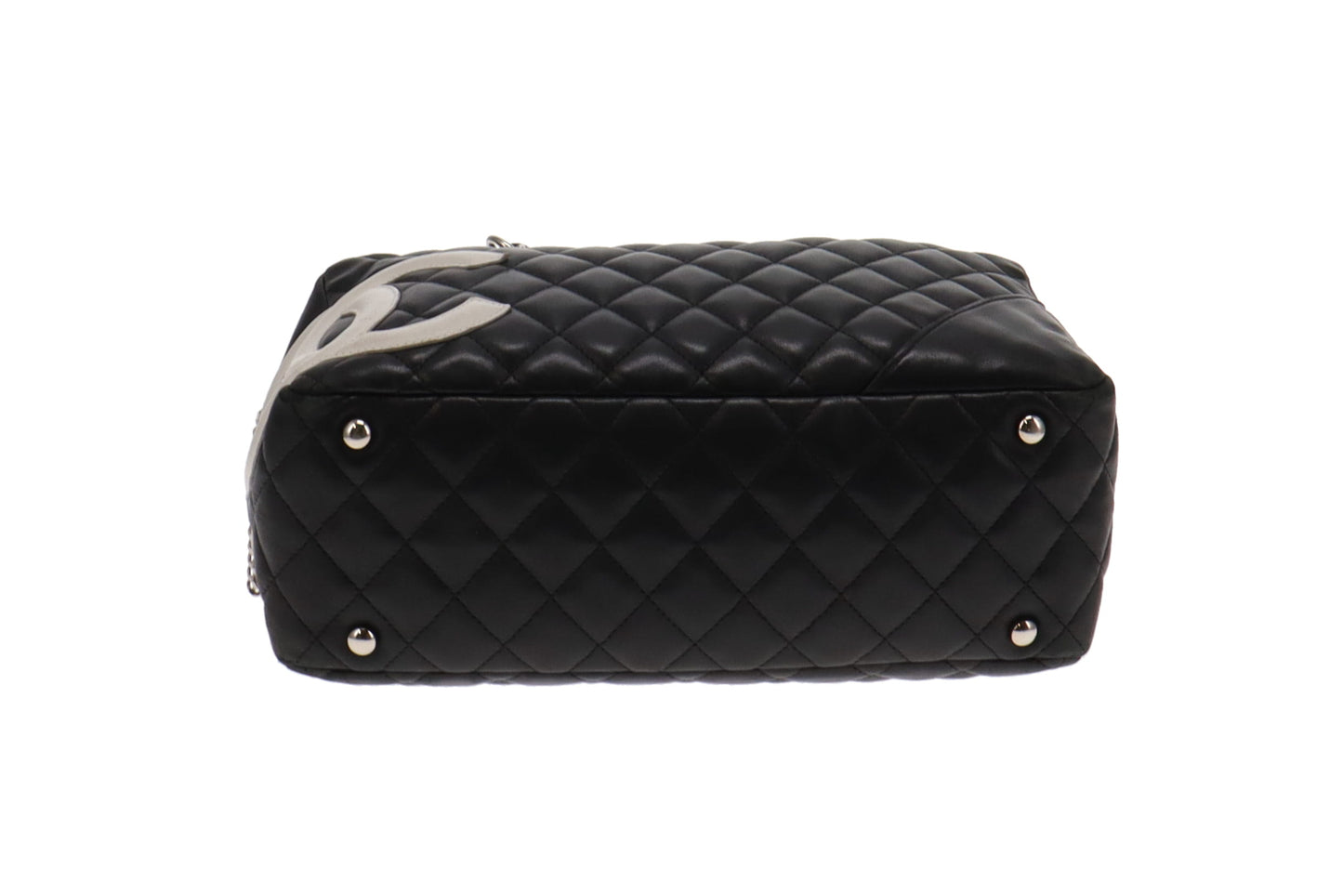 Chanel Cambon Ligne 2006 Quilted White CC On Black Bowling Bag