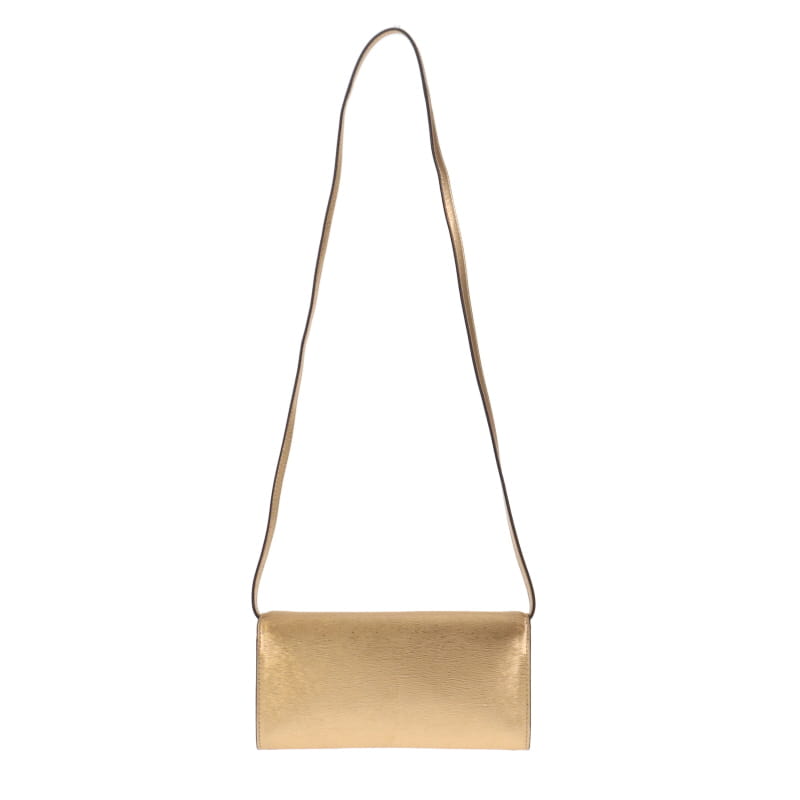 Michael Kors Gold Textured Leather Clutch On Strap GH