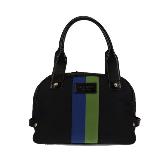 Kate Spade Black Nylon With Blue & Green Stripe Bowling Bag