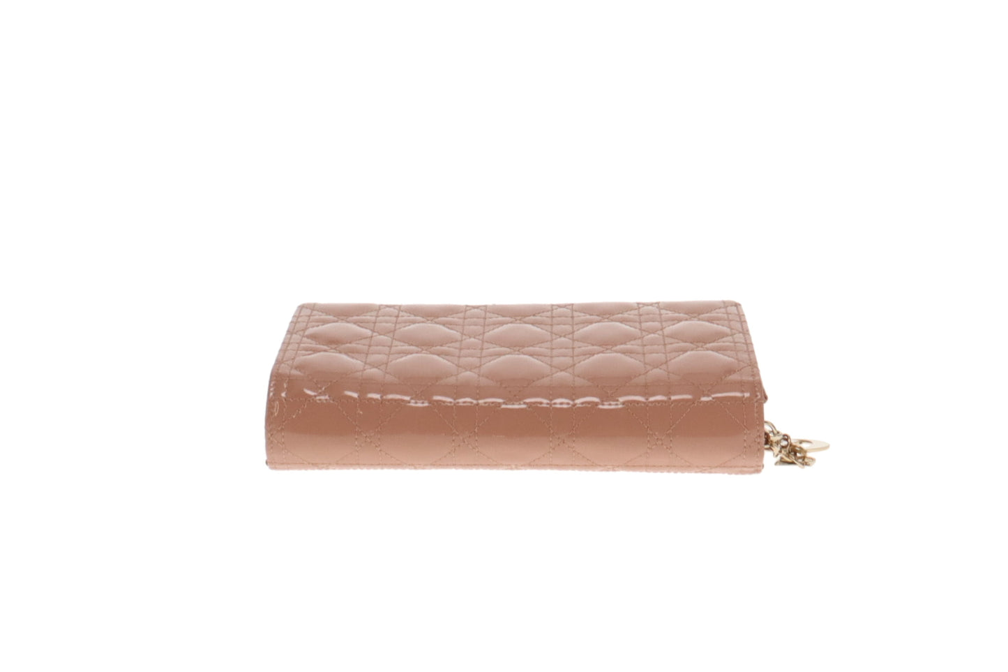 Dior Rose Des Vents Patent Lady Dior Pouch With Chain