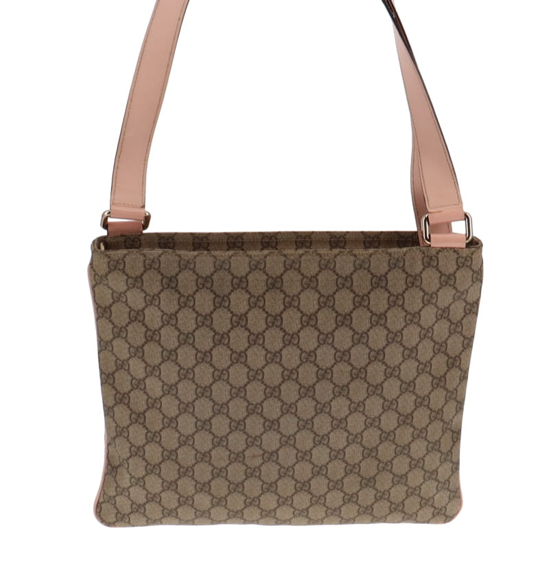 Gucci GG Large Supreme Canvas Messenger With Soft Pink Leather Trims