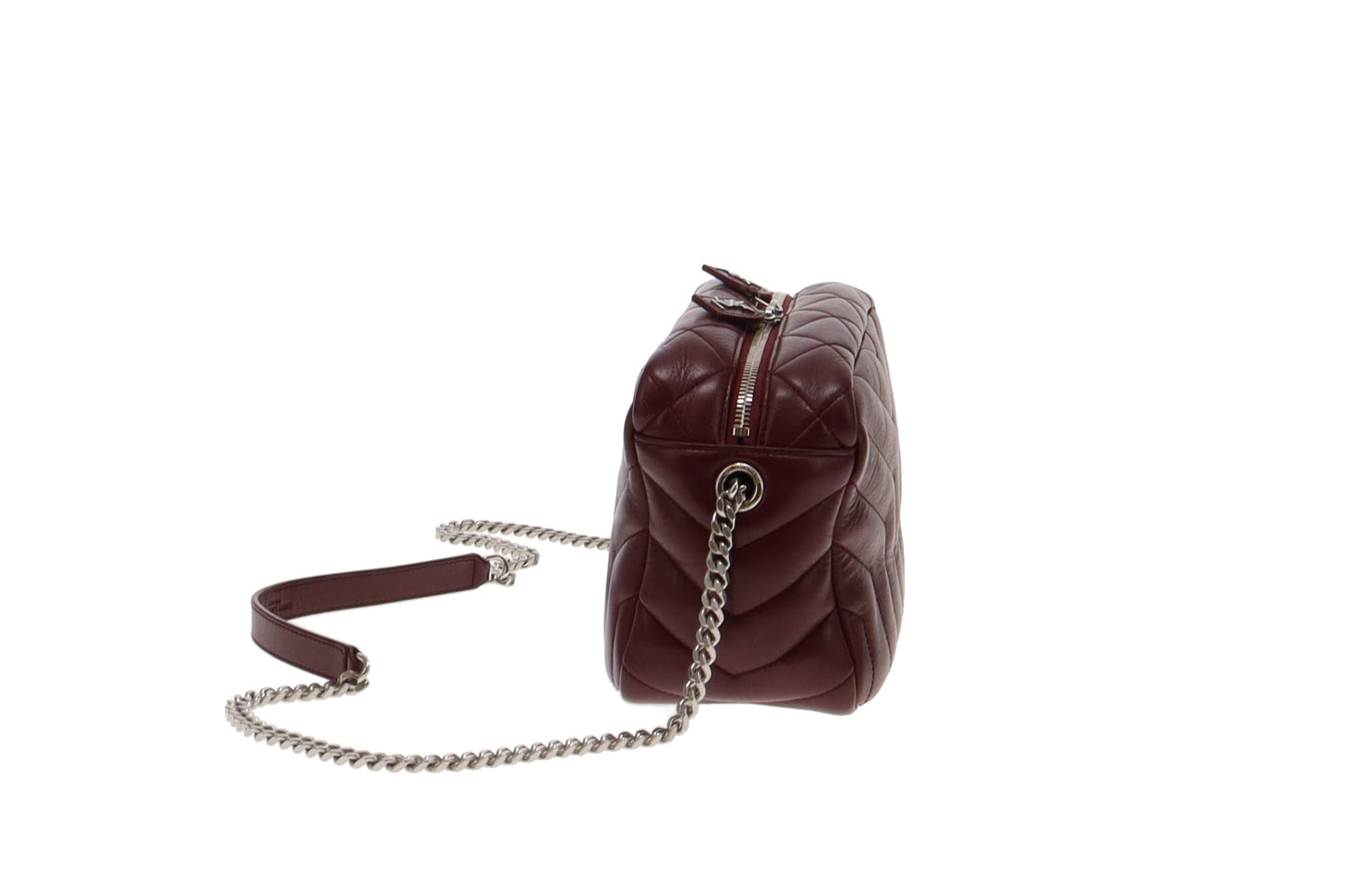 Saint Laurent Burgundy Leather LouLou Bowling Bag
