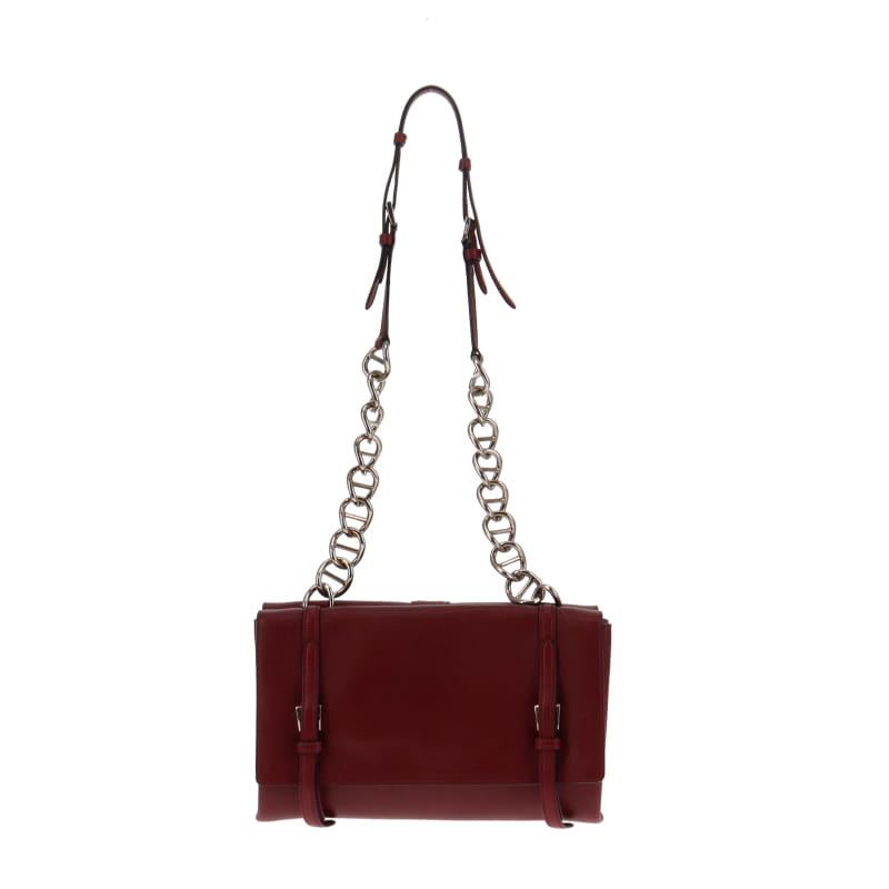 Prada Cerise Vitello Soft Leather Chain Flap Bag