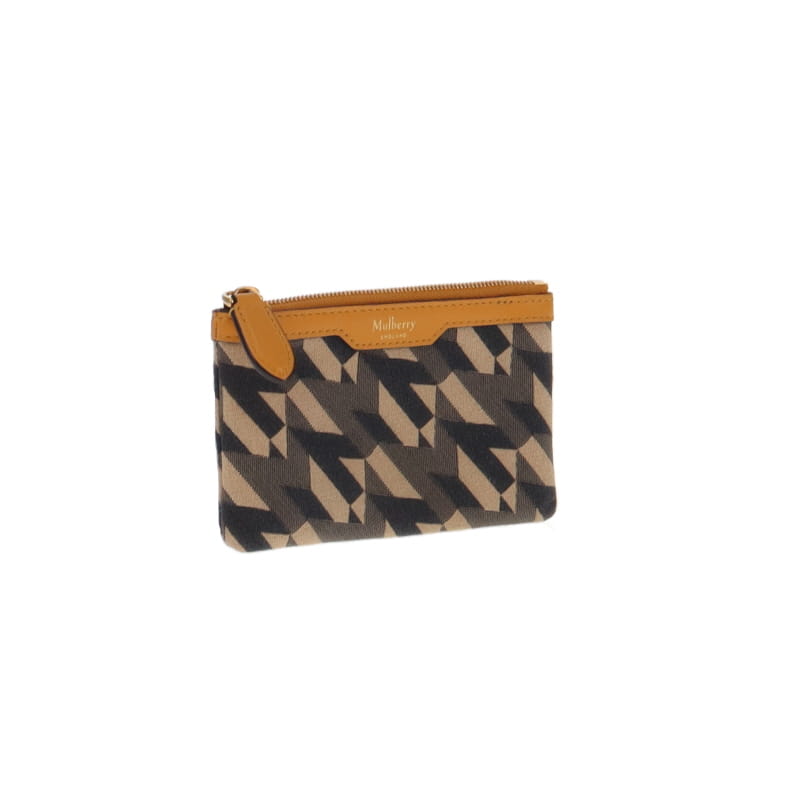 Mulberry Small Zip Coin Purse Canvas/Mustard Leather GH