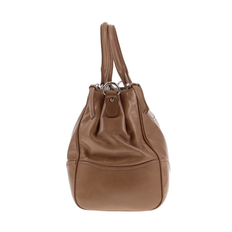 Miu Miu Vitello Shine Beige Double Zip Tote With Strap