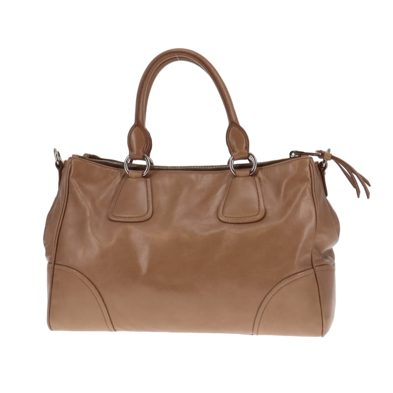 Miu Miu Vitello Shine Beige Double Zip Tote With Strap