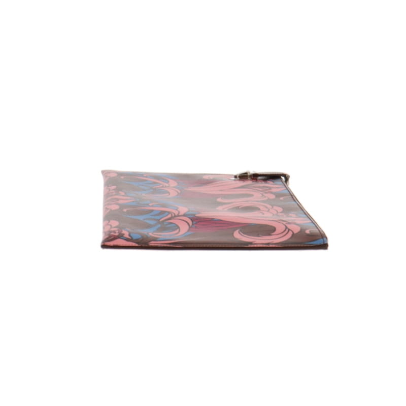 Prada Pink/Blue Saffiano Stampa Zip Lock Clutch