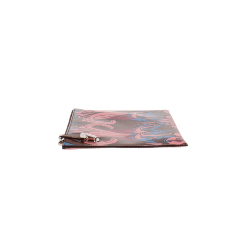 Prada Pink/Blue Saffiano Stampa Zip Lock Clutch