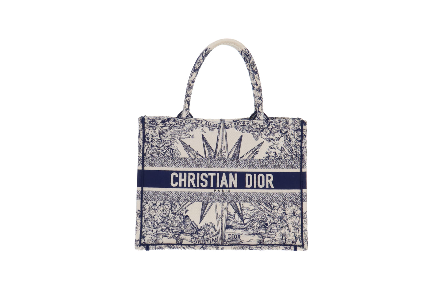 Dior White and Blue Rêve d'Infini Embroidery Medium Book Tote