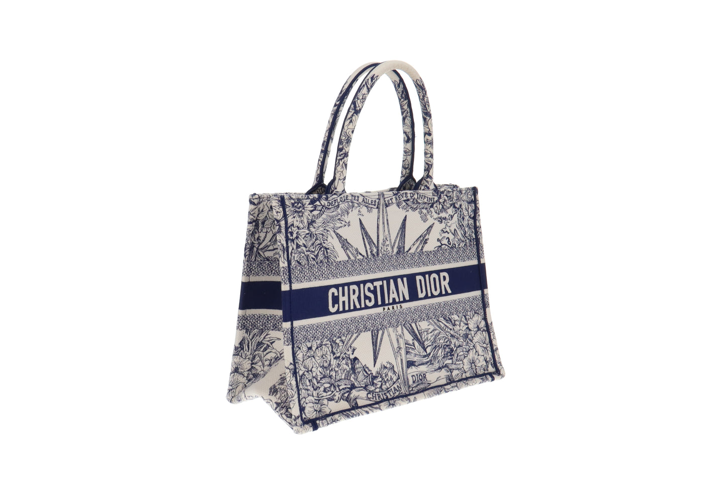 Dior White and Blue Rêve d'Infini Embroidery Medium Book Tote